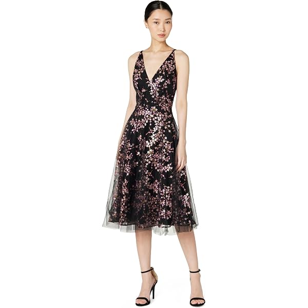 Dress the Population Women's Claudette Lace Sheath Midi Dress Dress,  Black/Nude, S at Amazon Women's Clothing store