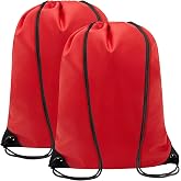CALACH 2PCS Drawstring Bags Bulk, String Backpack for Men Women, Cinch Bag Draw String Back Bag for Gym, Sports, Travel, Swimming, Beach, Red