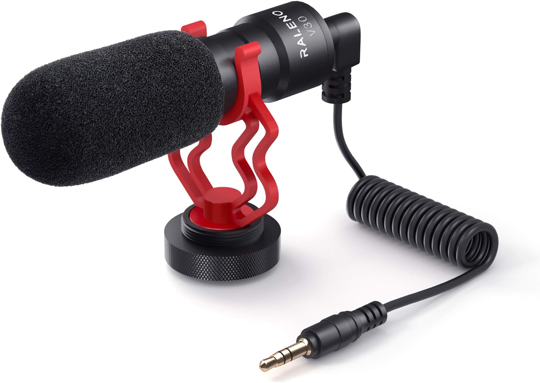 RALENO Universal Video Microphone with Shock Absorber Mount, Deadcat Windscreen, Case for iPhone, Android Smartphones, Canon EOS, Nikon DSLR Cameras and Camcorders Perfect Camera Microphone