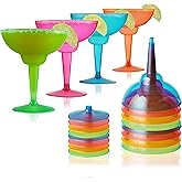 True Plastic Margarita Glasses, Disposable Margarita Glass Cups, Colorful Cocktail Glasses, Perfect for Pool and Beach Party, Holidays, BBQs, Indoor & Outdoor Parties, 12 oz, Set of 12, Multicolor