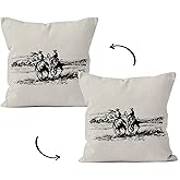 HIWX Vintage Western Cowboy Pillow Covers 18x18 Double-Sided, Western Bedroom Decor, Country Wild West Desert Landscape Decorative Pillow Covers for Couch Bed Home Bedroom Living Room Decor