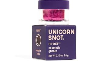 Unicorn Snot Holographic Hi-Def Cosmetic Glitter - Face & Body Glitter, Glitter Eyeshadow Makeup - Vegan & Gluten Free - 0.10oz/3g (Flirt/Metallic Ruby)