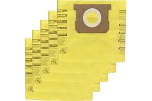 JUSIWOW 5 Pack 91964 Type D Vacuum Filter Bags Compatible with Shop-Vac 4 Gallon Vacuum, Replacement 9196400 9196433 High Efficiency Dust Collection Bag