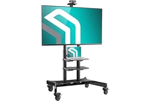 ONKRON Mobile TV Stand on Wheels for 50-86 Inch TVs, max Load up to 233 lbs, Adjustable Height TV Stand Movable, max VESA 800x500 - Portable, Rolling TV Cart with Wheels and Shelves Black