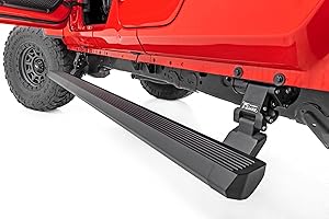 Rough Country Power Running Boards with LED Step Lights for Jeep Gladiator JT, 4WD (2020-2024) - Dual Motor Electric Powerstep Board & Retractable Steps