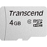 Transcend 4GB USD300S microSD Card, 20MB/s, C10, 2D NAND Flash | microSDHC Memory Card for Smartphones, Tablets, Digital cameras