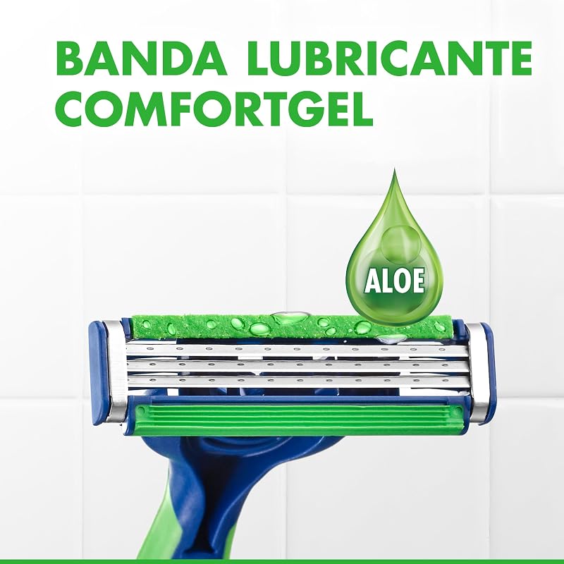 Sensor3 Sensitive Maquinillas De Afeitar Desechables Para Hombre Con Banda Lubricante Con Un Toque De Aloe Vera, 5 unidades — foto 4 de 7
