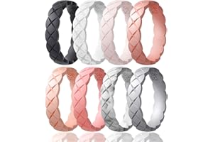 Egnaro Silicone Ring Women, Inner Arc Ergonomic Breathable Design Womens Silicone Wedding Ring, 4mm Width - 1.5mm Thickness Rubber Wedding Bands Women - 7 Rings / 4 Rings / 1 Ring Anniversary Rings