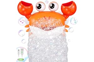 Gigilli Crab Baby Bath Toys, Rechargeable Bath Bubble Machine for Toddler Easter Basket Stuffers, Bathtub Bubble Maker with Music for Kids Ages 1-3 6-12 12-18 Months Boys Girls 1st Birthday Gifts
