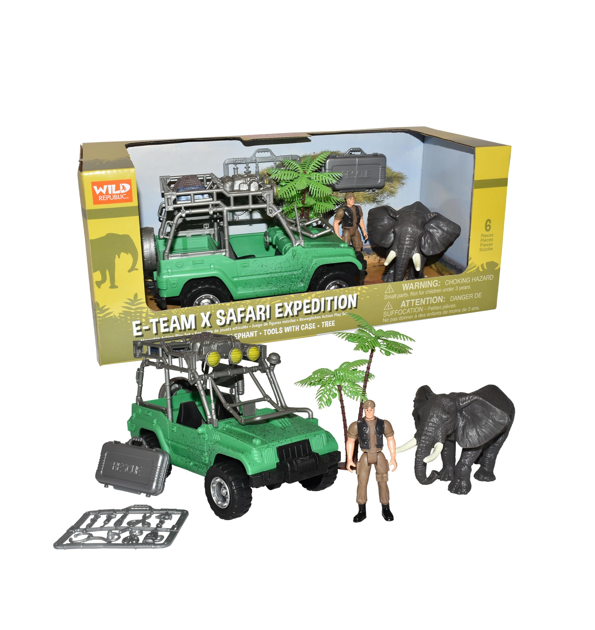 Wild Republic E-Team X African playset, Action Figure, Animal, Vehicle, Accessories, Gifts for Kids