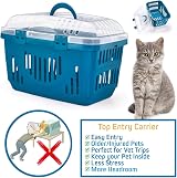 CAT CENTRE Blue Transparent Lid Pet Carrier Small Medium Animals Portable view 4
