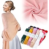 Ramede Pashmina Shawl Wraps for Women 79 x 28 Inch Bulk Wedding Favors Bridal Shawls Gifts for Guests with Thank You Cards