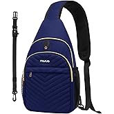 MOSISO Sling Backpack Small Hiking Daypack, Quilted Crossbody Sling Bag with Removable Strap One Shoulder Chest Bag, Navy Blue