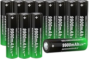 CWUU 12Pcs 18650 Rechargeable Battery, 3.7V 9900mAh Battery for Flashlights, Headlamps & More (Flat Top)
