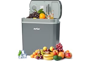 SUNVIVI Electric Cooler & Warmer with Handle, 21QT Portable Thermoelectric Car Refrigerator, Plug-in Mini 12V Fridge for Vehicle, Car fridge for Truck, Travel, Camping, Home, Office, Gray