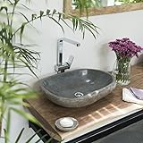 Flußstein Waschbecken 60 cm groß Flusskiesel Naturstein Waschbecken