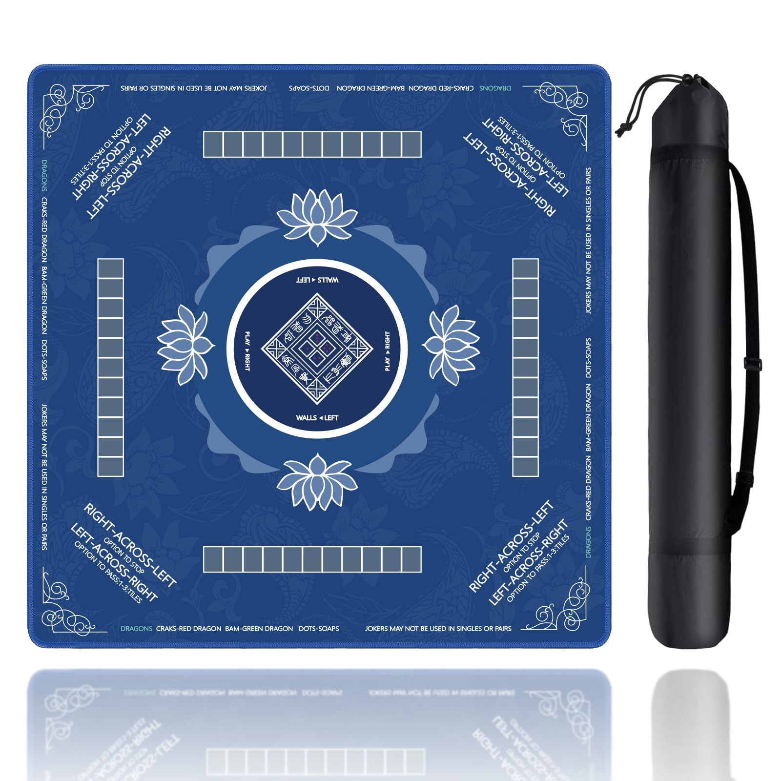 Photo 1 of Mahjong Mat, Mahjong Mat for Table with Bag, 31.5" x 31.5" Rubber Anti Slip and Noise Reduction Board Gaming Mat for Mah Jongg, Poker, Board Tile Games, Dominoes