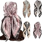 upeilxd 4Pcs Silk Head Scarves for Women Satin Hair Scarf 35”Large Square Bandana Silk Like Neck Scarf Shawl
