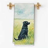 FGFK Labrador Retriever Gifts Kitchen Towels, Black Lab Gifts Hand Towels for Bathroom, Rustic Cottagecore Black Labrador Dog Dish Tea Towels for Kitchen Decor, 16x24 Inch