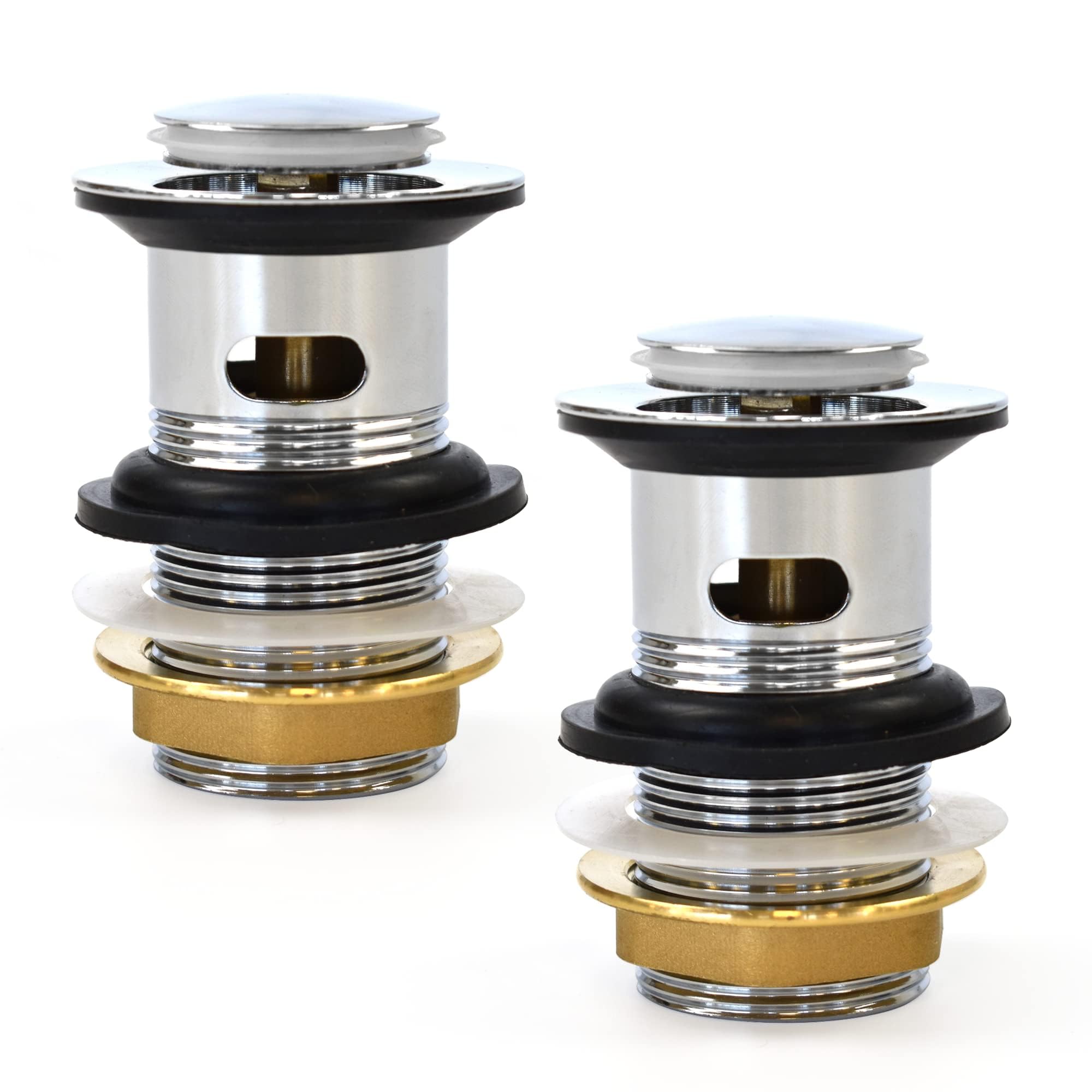 Xcel Home Replacement Slotted Chrome Click Clack Basin Waste | Brass Pop Up Sink Basin Plug | Standard G 1 1/4" BSP Connection (Standard | 2 Wastes) — image 1