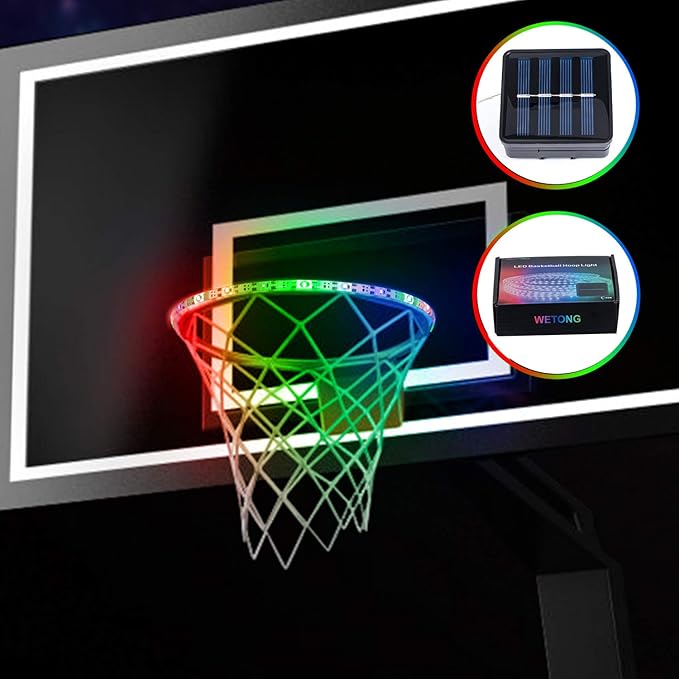 RGB4.9ft LED Basketball Hoop Lights Solar Basketball Rim LED Light