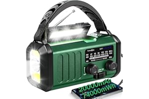 QAUYYW Hand Crank Emergency Radio,74000mWhSolar Powered Hand Crank Portable NOAA AM FM Weather Radio with 3Mode Flashlight and Reading Light,Cell Phone Charger,Home and Emergency Distress Signall