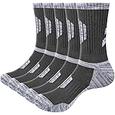 YUEDGE Men's Hiking Socks Moisture Wicking Mens Sock Cushioned Casual Athletic Sock Comfort Work Socks for Men, 5 Pairs