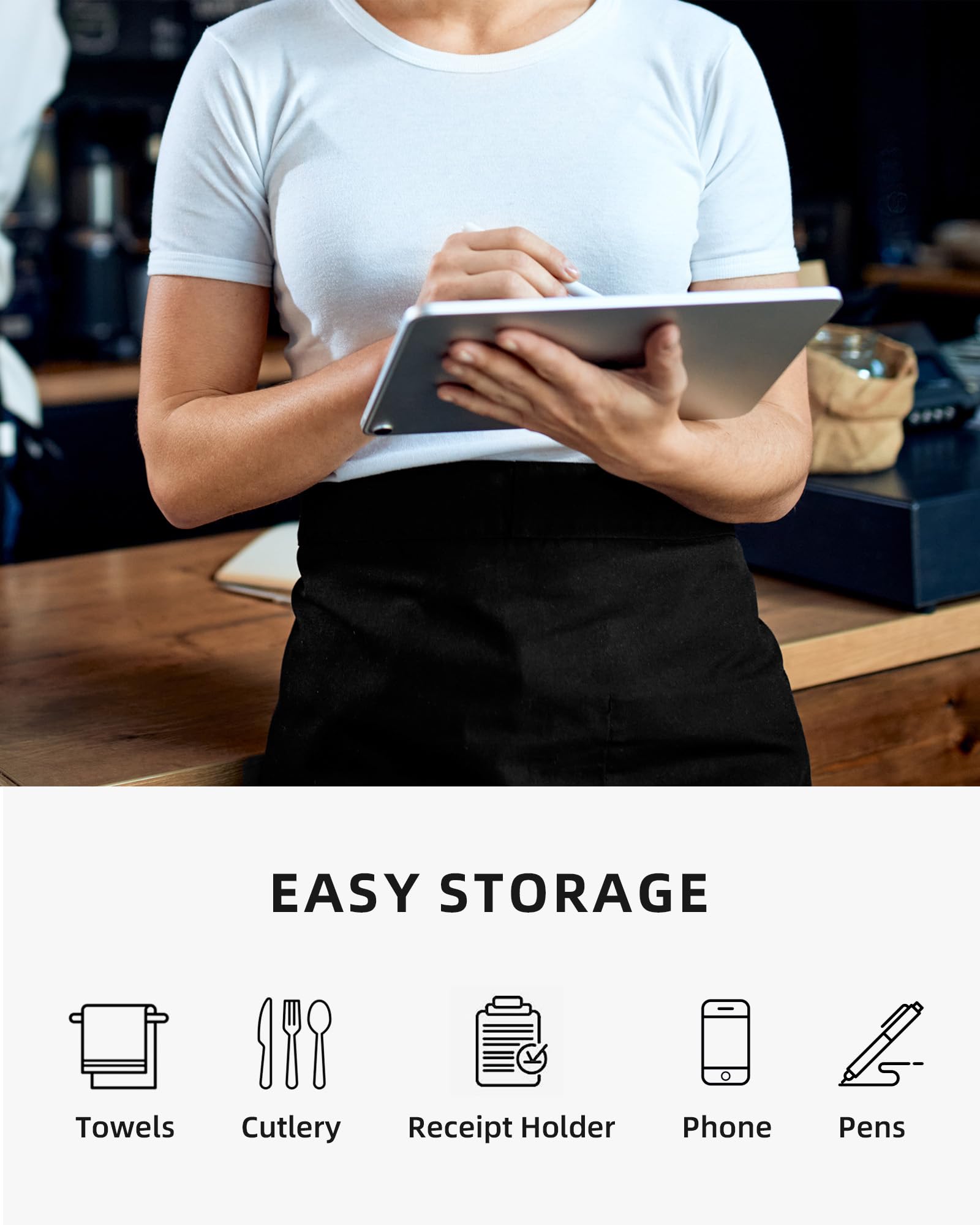 Xeoxarel Aprons with 4 Pockets (Available in 3 Pack / 7 Pack) 23.5'' X 11.5''