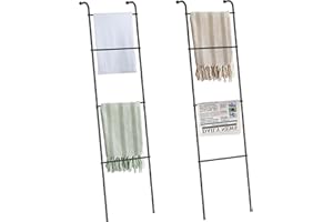 2 Pack Blanket Ladder,Indoor Towel Rack for Pool,Decorative Towel Rack Holder for Bathroom, Wall Leaning Metal Drying Quilt S