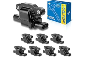 PHILTOP UF413 Ignition Coil Pack, Square Compatible with Yukon Silverado Tahoe Suburban Sierra Avalanche Escalade Corvette Camaro Express Impala Envoy Trailblazer G8 CTS GTO SS SSR H3 H2