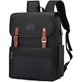 HFSX Laptop Backpack Men Women Vintage Backpack Bookbag College Backpacks Stylish Backpack Black Fits 15.6 Inch Laptop