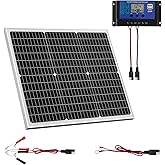 VEVOR 50W 12V Solar Battery Charger Maintainer, Mono Solar Panel Trickle Battery Charger with Upgraded MPPT Controller, IP65 Waterproof for Car Boat RV Trailer Flat Rooftop (Bracket Not Included)