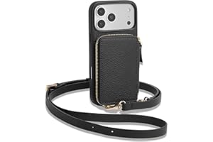 ZVE for iPhone 17 Pro Wallet Case with Card Holder, Zipper Crossbody Case with Wrist Strap for Women 6.3" Black
