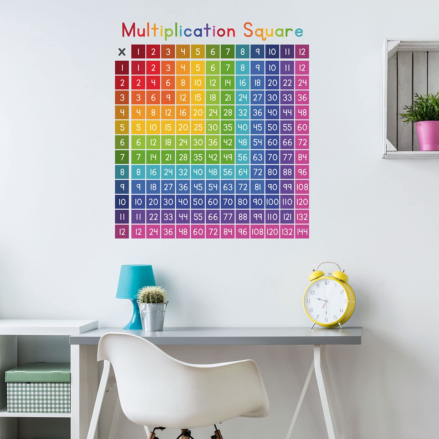 Stickerscape Multiplication Square Wall Sticker | Perfect for A Childs Bedroom, Playroom Or Nursery | Easy to Apply | Educational Wall Stickers (Bright, Regular)