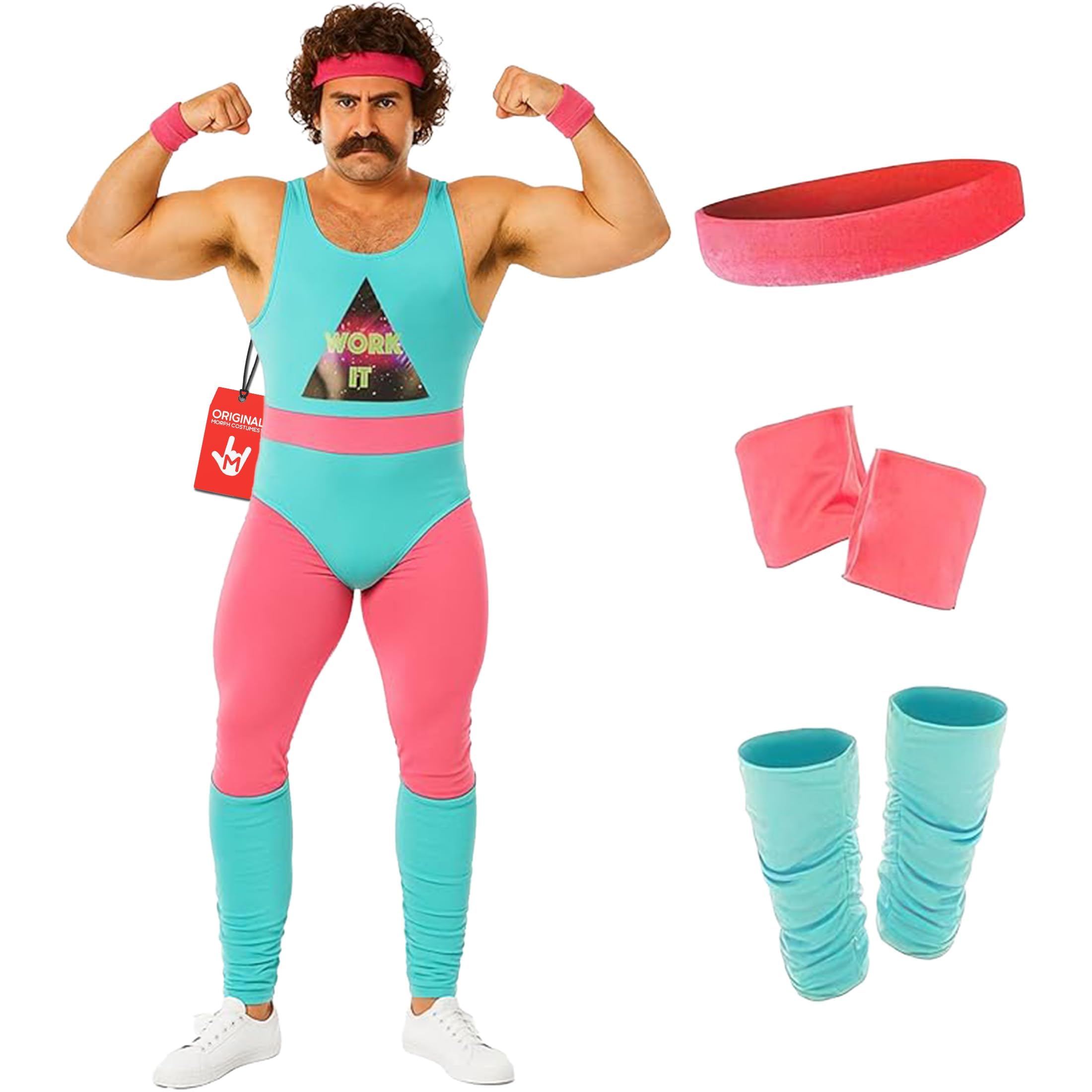 Fun Shack 80s Fitness Instructor Costume Men Aerobics Outfit Fancy Dress for 80s Themed Parties and Events, Medium — image 1
