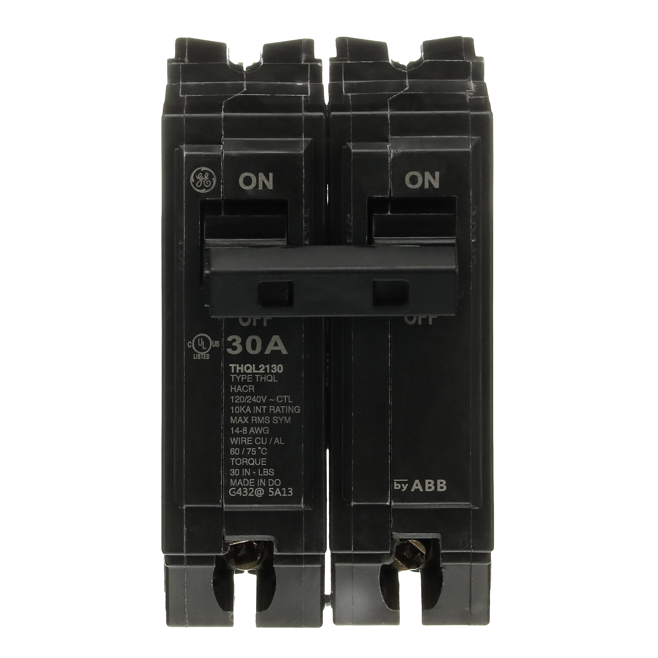 Photo 1 of ABB Q-Line® THQL2130 Q Line 30A Double-Pole Circuit Breaker • 10kAIC, 120/240V, 30 Amp • Two-Pole Load Center Circuit Breaker • Non-Interchangeable Thermal Magnetic Trip