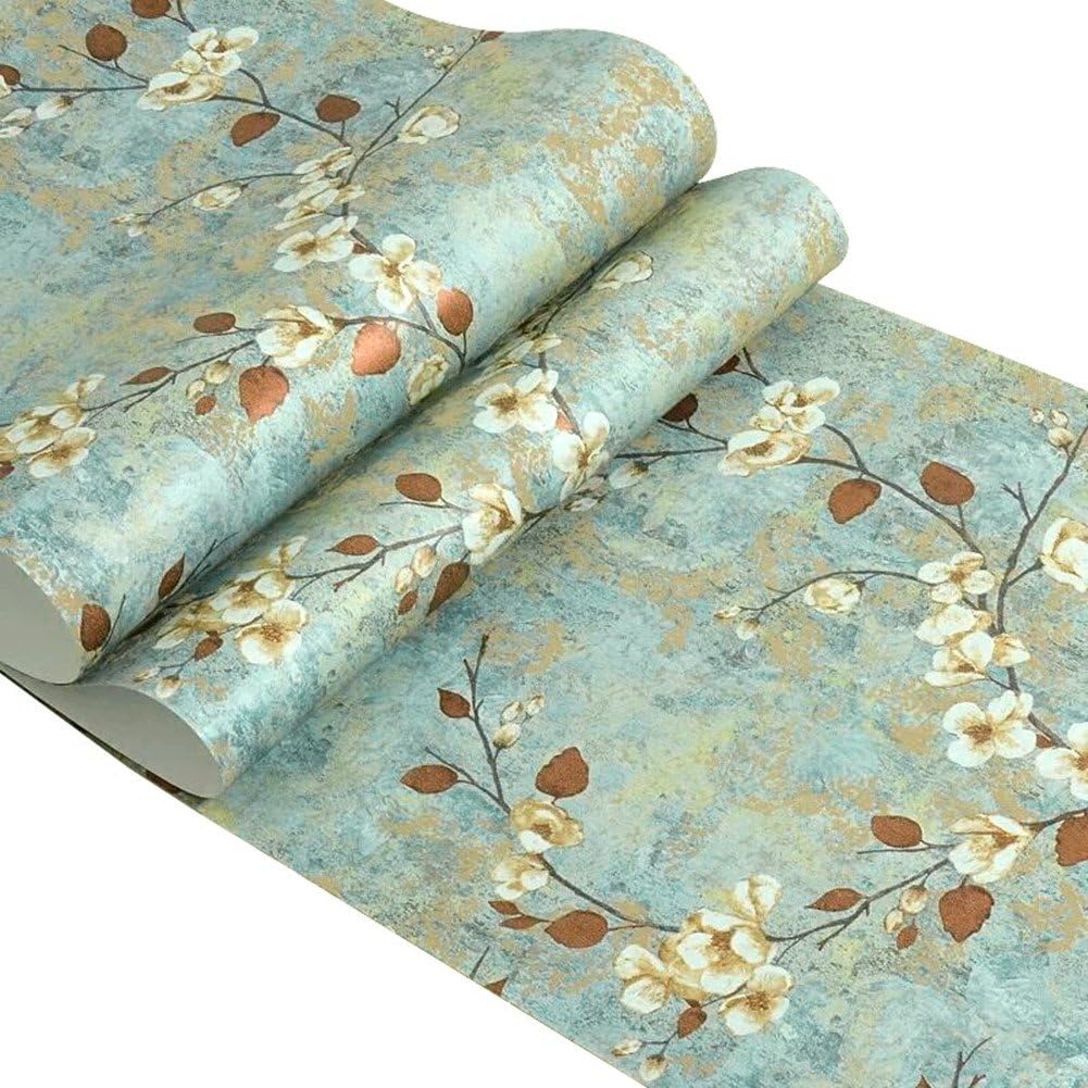Amao Vintage Paper Self Adhesive Flower Trees Birds Wallpaper Sticker for Livingroom Bedroom Kitchen Decor 20.8''x78.7''