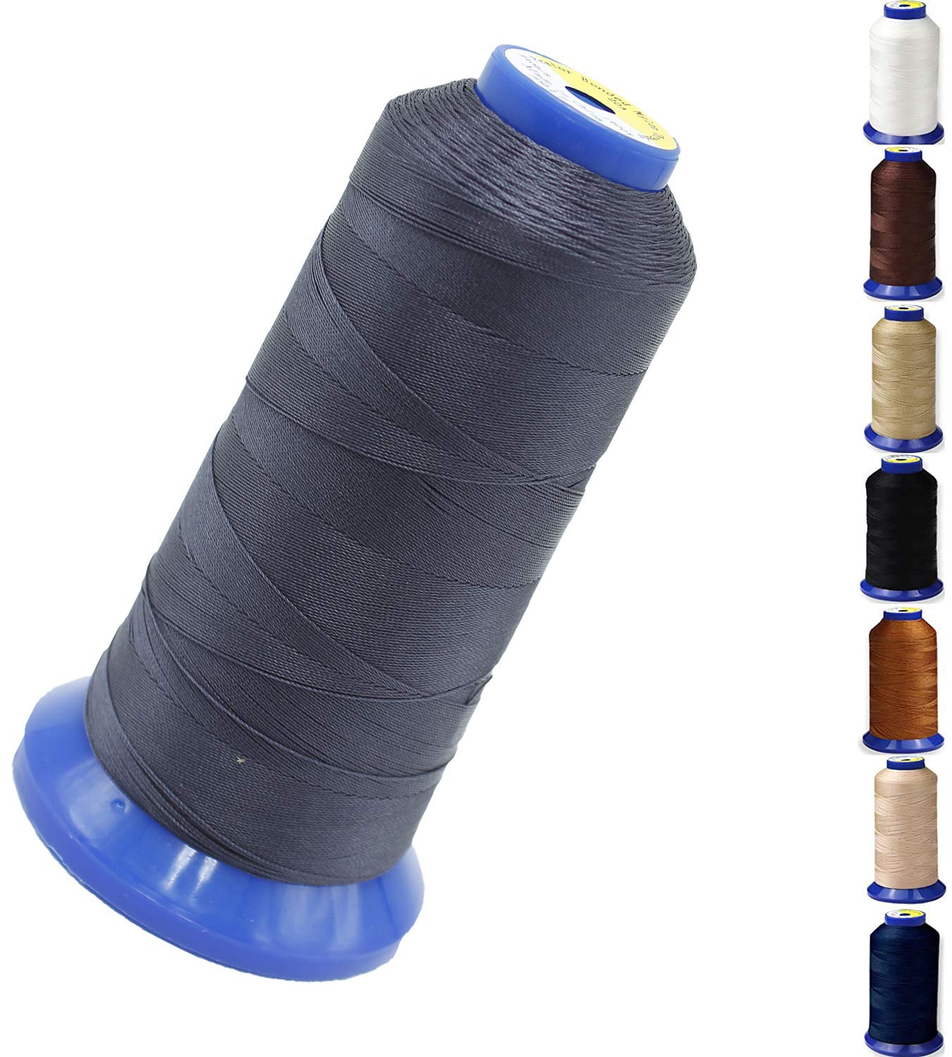 Bonded Nylon Thread for Sewing Leather,Upholstery,Jeans and Wig; #69 T70 Size 210D/3 1400 Yards (Dark Grey)