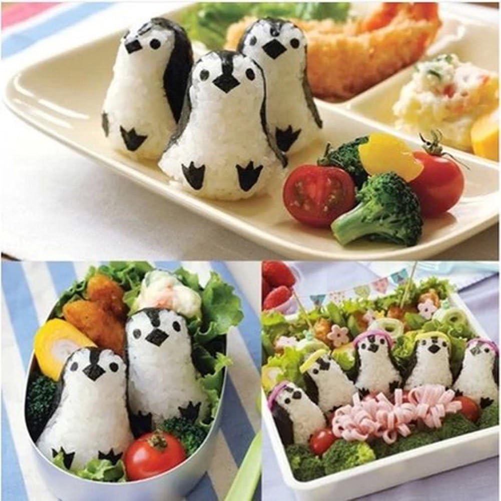 Penguin Rice Ball Mold Onigiri Shaper and Dry Roasted Seaweed Cutter Set