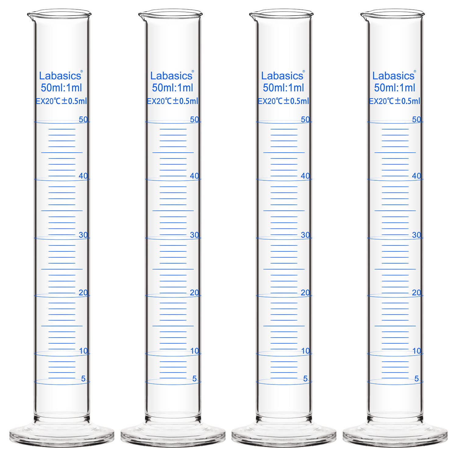 Labasics 4-Pack Borosilicate Glass 50 ml Heavy Wall