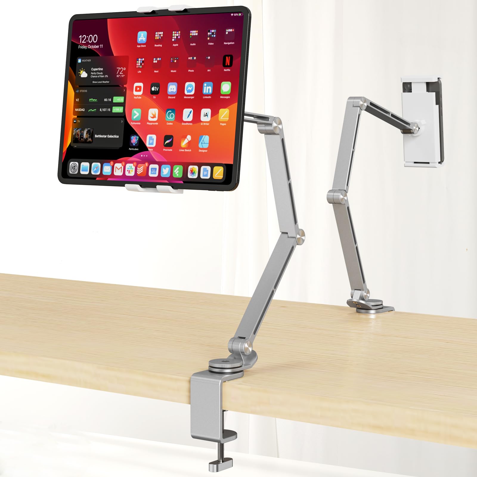 Photo 1 of Tablet Stand Holder, Adjustable Foldable Tablet Arm iPad Desk Mount with 360°Rotate Base, Phone Holder iPad Stand for Desk and Bed, Compatible with Tablets, Phones or Other 4-15.6" Device