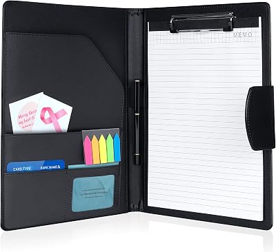 Agoer Clipboard Folder A4 Leather Look Magnetic Closure Black