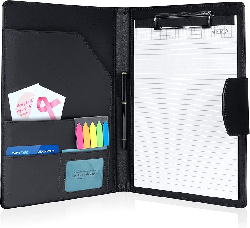 Agoer Clipboard Folder A4 Leather Look Magnetic Closure Black