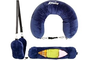 EZ4UVOY Travel Neck Pillow Stuffable with Clothes, Stuffable Neck Pillow for Travel, The Fillable Neck Pillow Storage Bag, Soft Velvet Neck Pillow Case Cover, Packable Airplane Travel Pillow