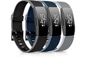 AK [3 Pack] Soft TPU Bands Compatible with Fitbit Inspire 2 / Fitbit Inspire HR/Fitbit Inspire/Fitbit Ace 2 Wristbands Sports Waterproof Straps for Fitbit Inspire HR (04 Black/Navy Blue/Gray, Small)