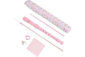 Haecsfl Recorder Instrument for Beginner Kids Adults,8-Hole Soprano Descant Recorder Music Flute with Cleaning Rod & Case Bag For School Student Home Entertainment(2-Pink Flamingo)