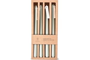 Lavault Dripless Taper Candles - Slow Burn Paraffin Wax Stick Candles - Smokeless Long Pastel Candlesticks for Home Decor, Dinner, Wedding, and Thanksgiving - Candle Gif - Pure Wood Scent - Bean Green