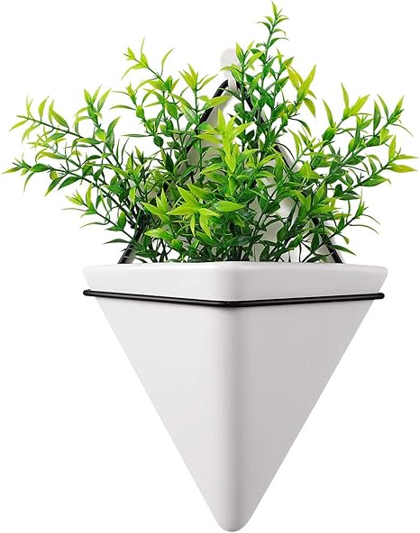 Amazon Co Jp T4u Mサイズ 陶器 白 壁掛けプランター ハンギング