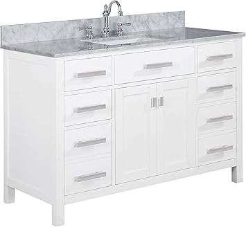 Design Element V01 48 Wt Valentino 48 Pre Assembled Singlesink Bathroom Vanity Set In White Comes With Marble Countertop And Porcelain Sink Whie Amazon Com
