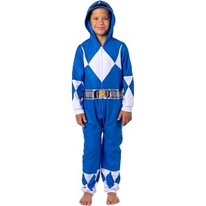 Mighty Morphin Power Rangers Union Suit Kids Hooded Pajama